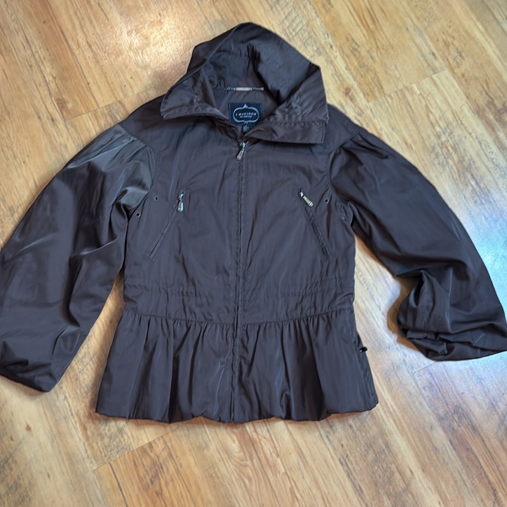 1 Madison Jacket Pleated Puff Sleeve Brown Sz S Women’s